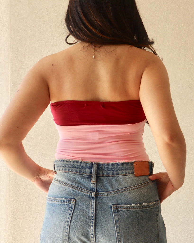 Ruby Color Block Tube Top
