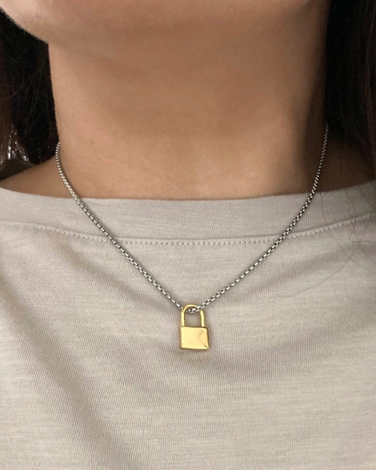 Taylor Two Toned Padlock Necklace