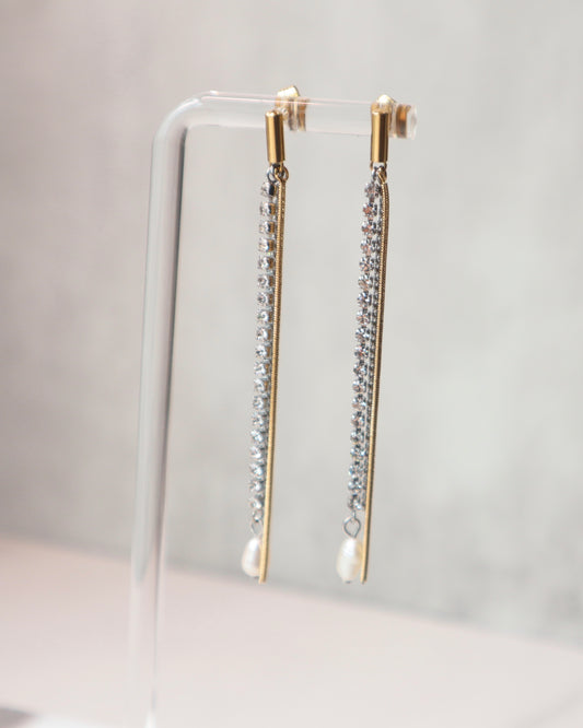 Serenity Long Rhinestone Drop Earrings