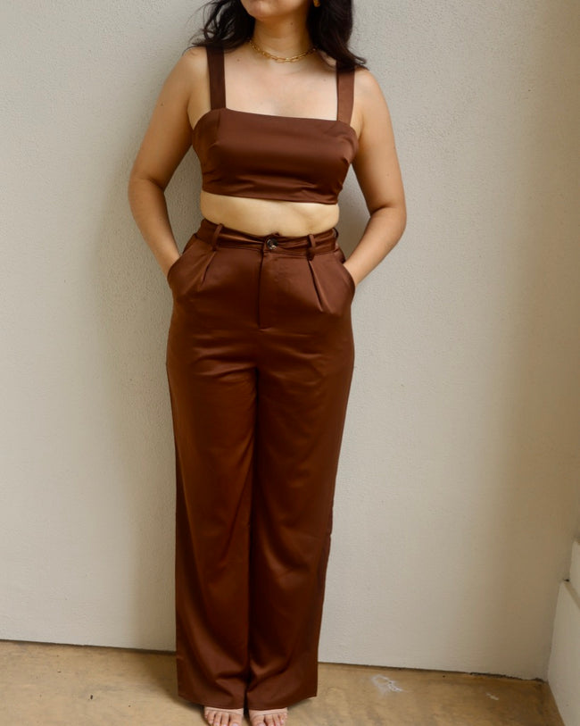 Millie Satin Brown Set
