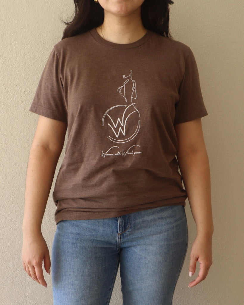 Women with Wheel Power Womens fitted brown Tshirtt