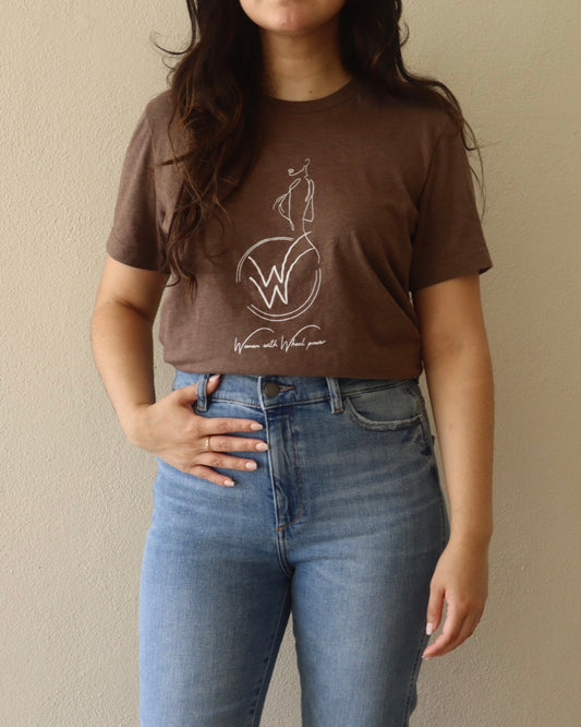 Women with Wheel Power Womens fitted brown Tshirtt