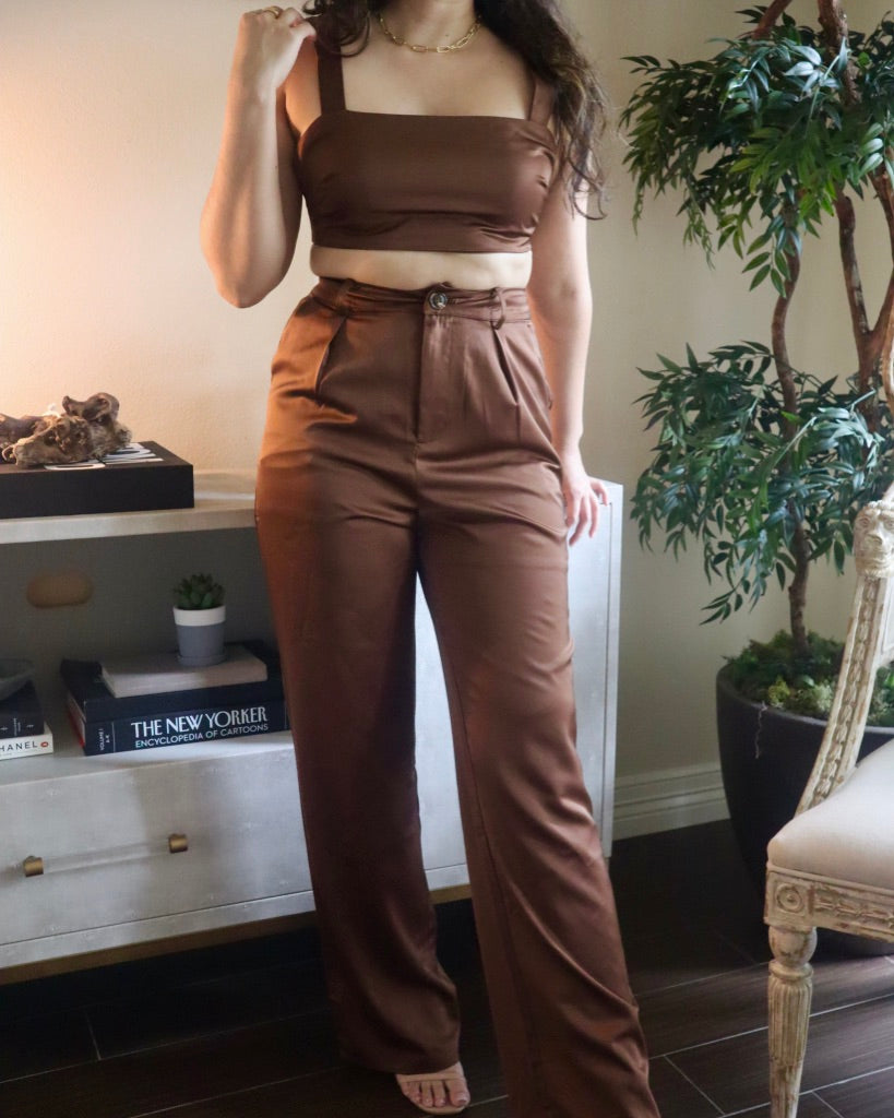 Millie Satin Brown Set