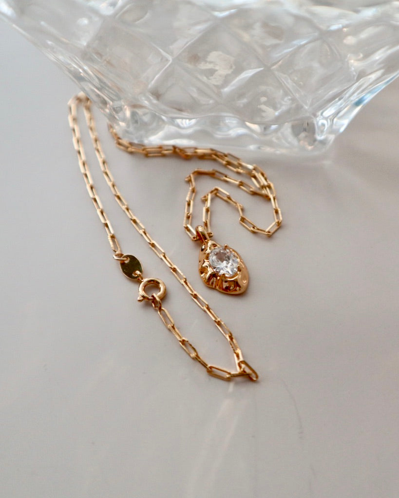 Glass Rock Gold Necklace