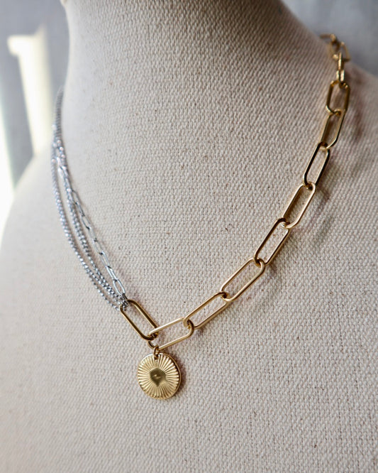 Rhea Two Tone Coin Necklace