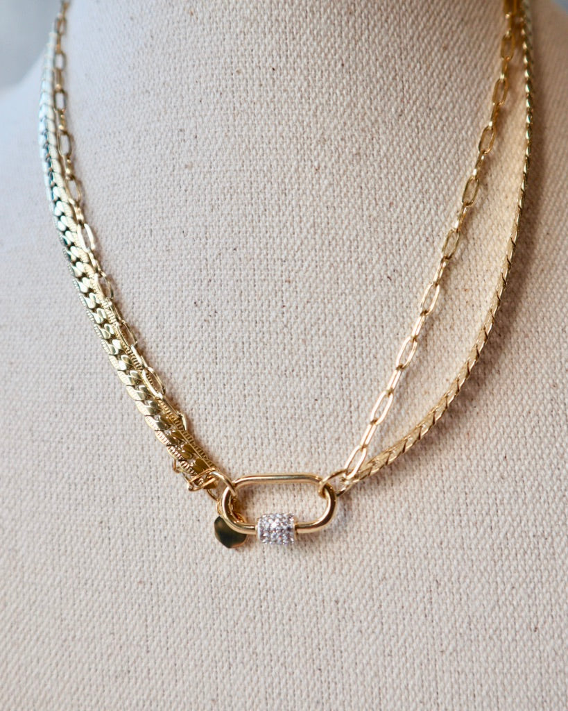 Carabiner Lock Double Chain Choker Necklace